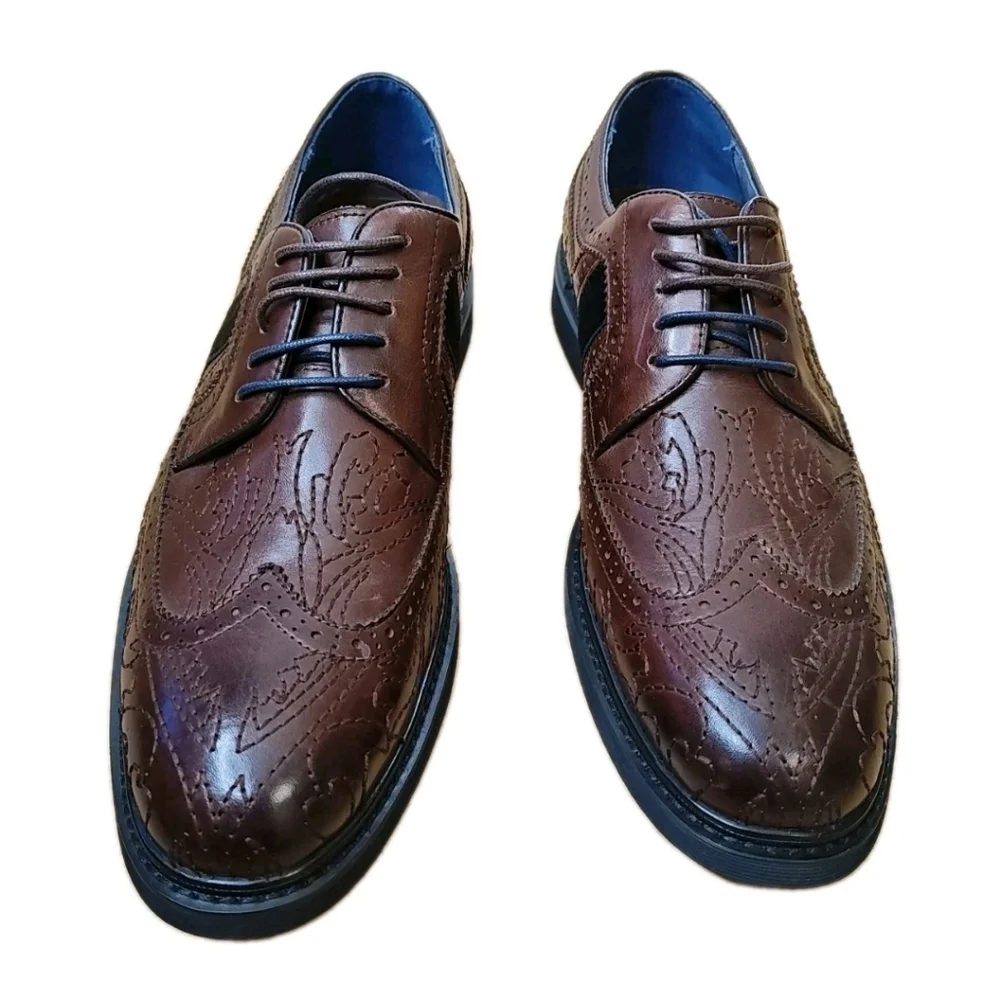 Robert Graham Oxford Wingtip Dress Shoes Men Sz 11 Brown Leather Lace Up RJ5310C